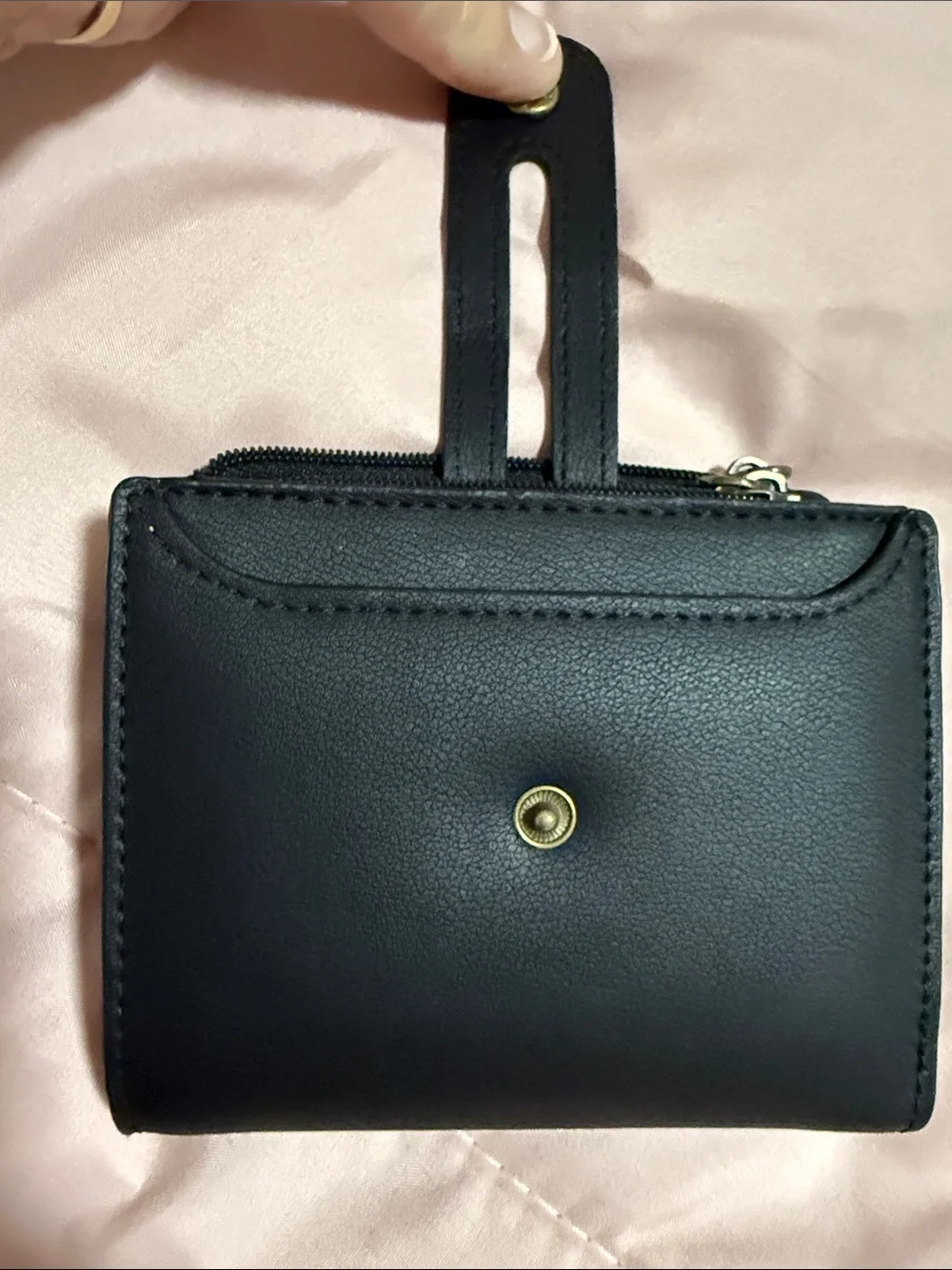 Classic Black Women's Wallet - Compact Snap & Zip Card Holder